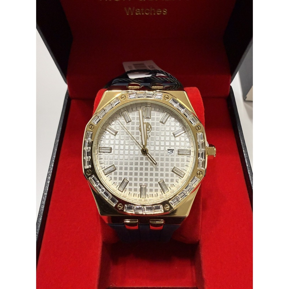 AJ Time Master Men's AP Pink White Dial 43mm Blue Silicone Band box included